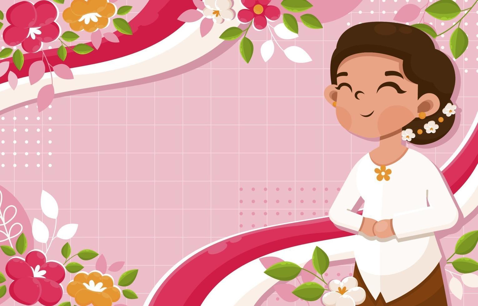 Hari Kartini mit rosa Hintergrund vektor