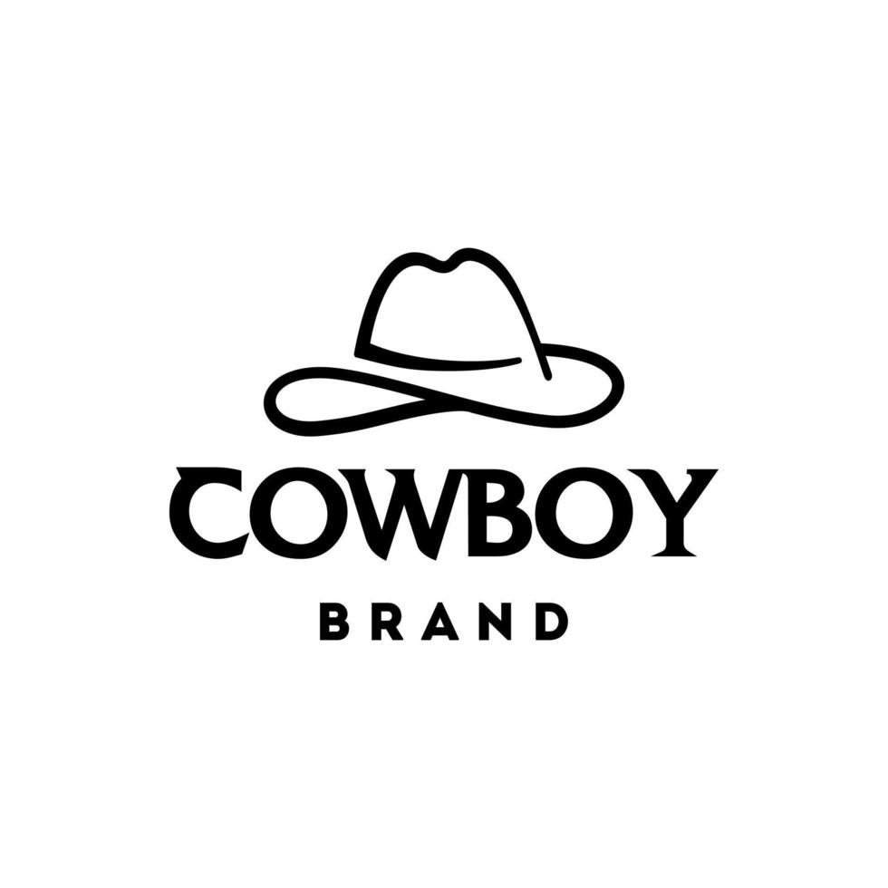 cowboy hatt översikt vektor ikon logotyp. enkel linje av svart fedora hatt ikon vektor