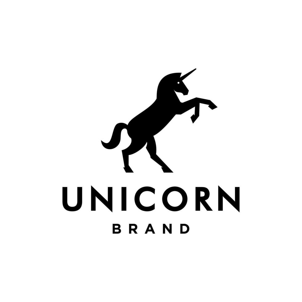 häst enhörning pegasus med horn logotyp design ikon vektor. stående hingst häst licon illustration. vektor