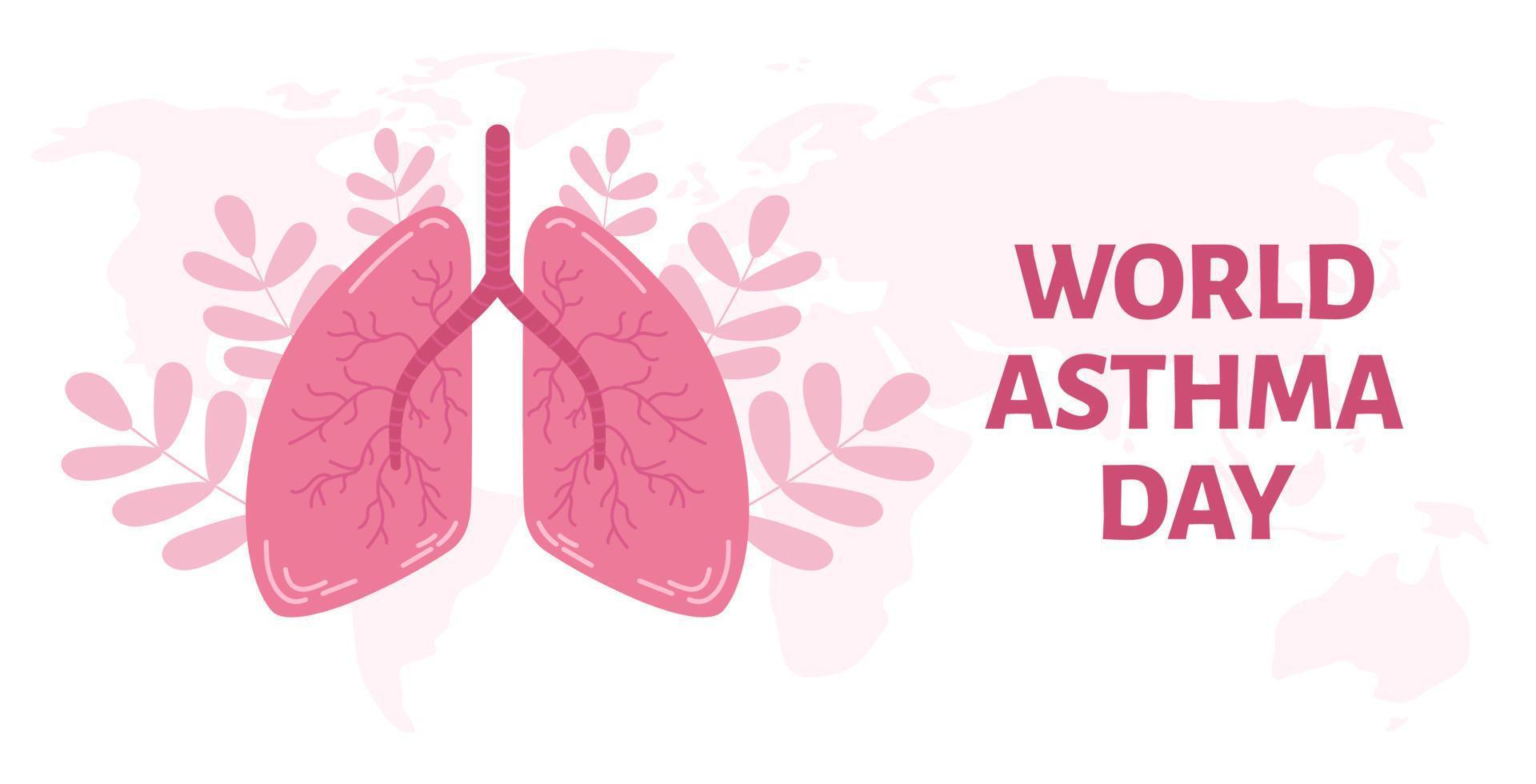 baner för värld astma dag. affisch till Stöd de hälsa av de lungor och respiratorisk system av mänsklig. vektor