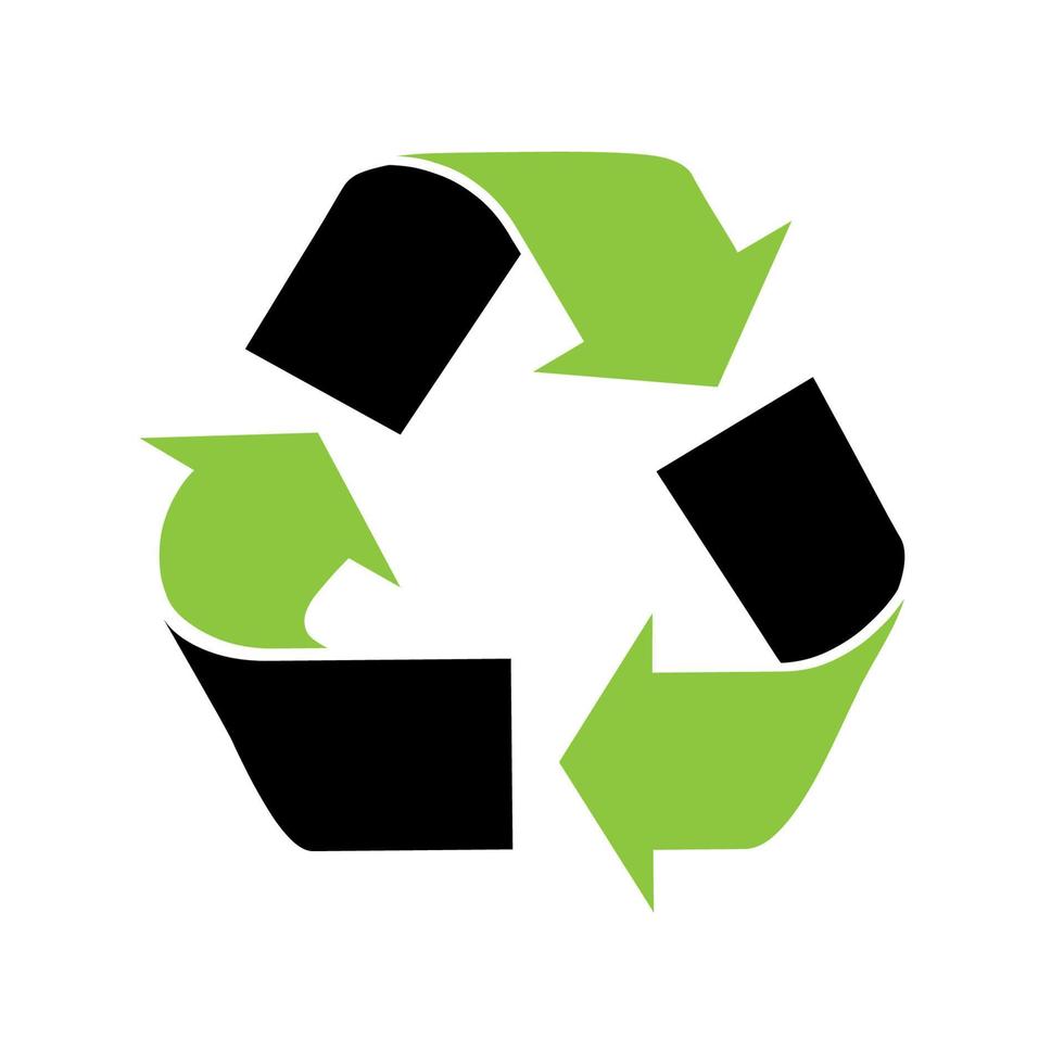 das Universal- Recycling Symbol. International Symbol benutzt auf Verpackung zu erinnern Menschen zu entsorgen von es im ein Behälter stattdessen von Vermüllung. Vektor Illustration.