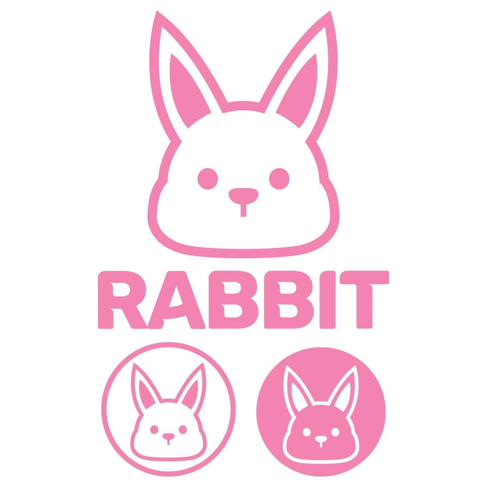 süß kawaii Kopf Hase Hase Maskottchen Karikatur Logo Design Symbol Illustration Charakter Vektor Kunst. zum jeder Kategorie von Geschäft, Unternehmen, Marke mögen Haustier Geschäft, Produkt, Etikett, Team, Abzeichen, Etikette