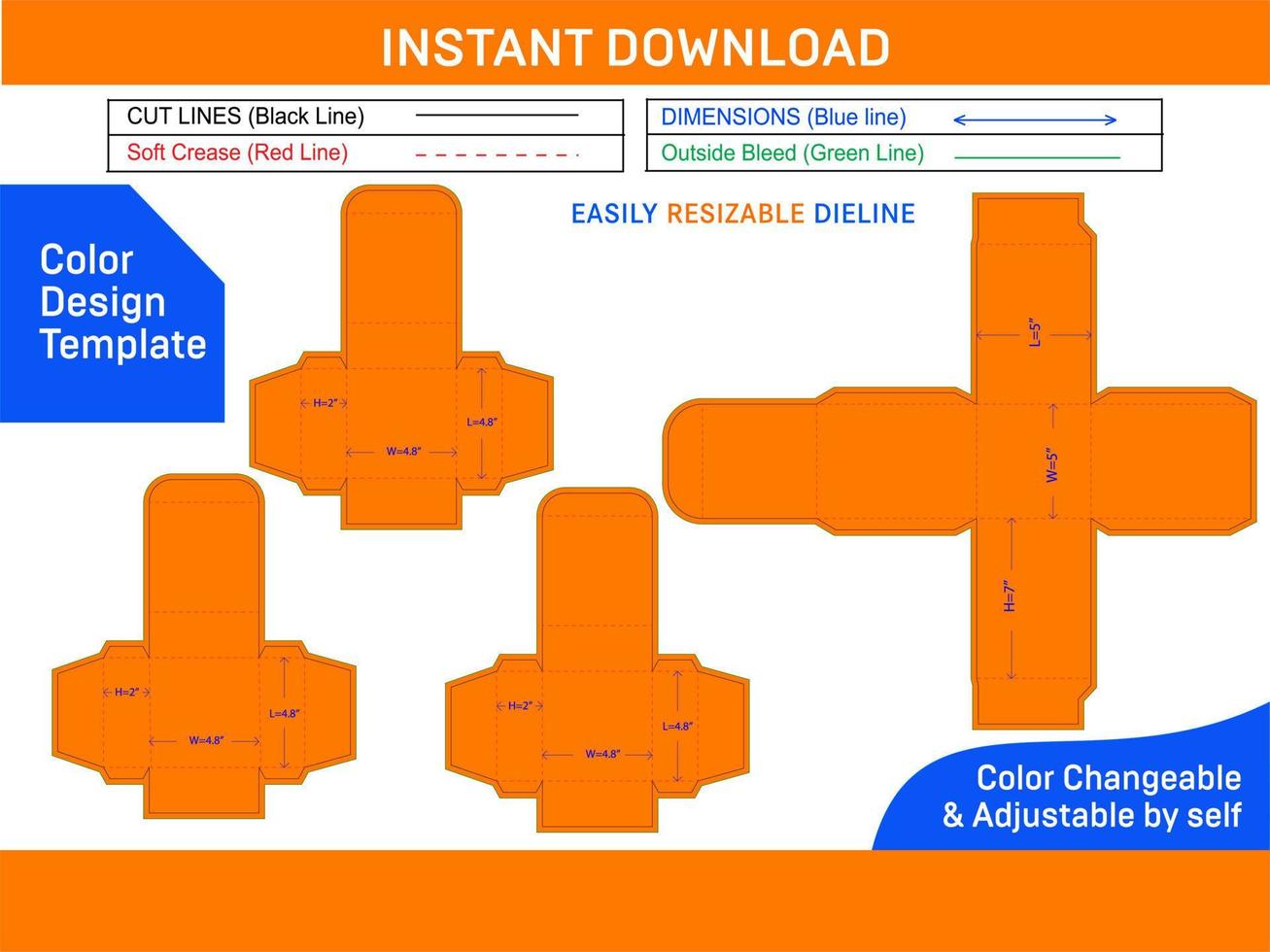 Geschenk Box Verpackung Vorlage und 3d Box Design Farbe Design Vorlage vektor