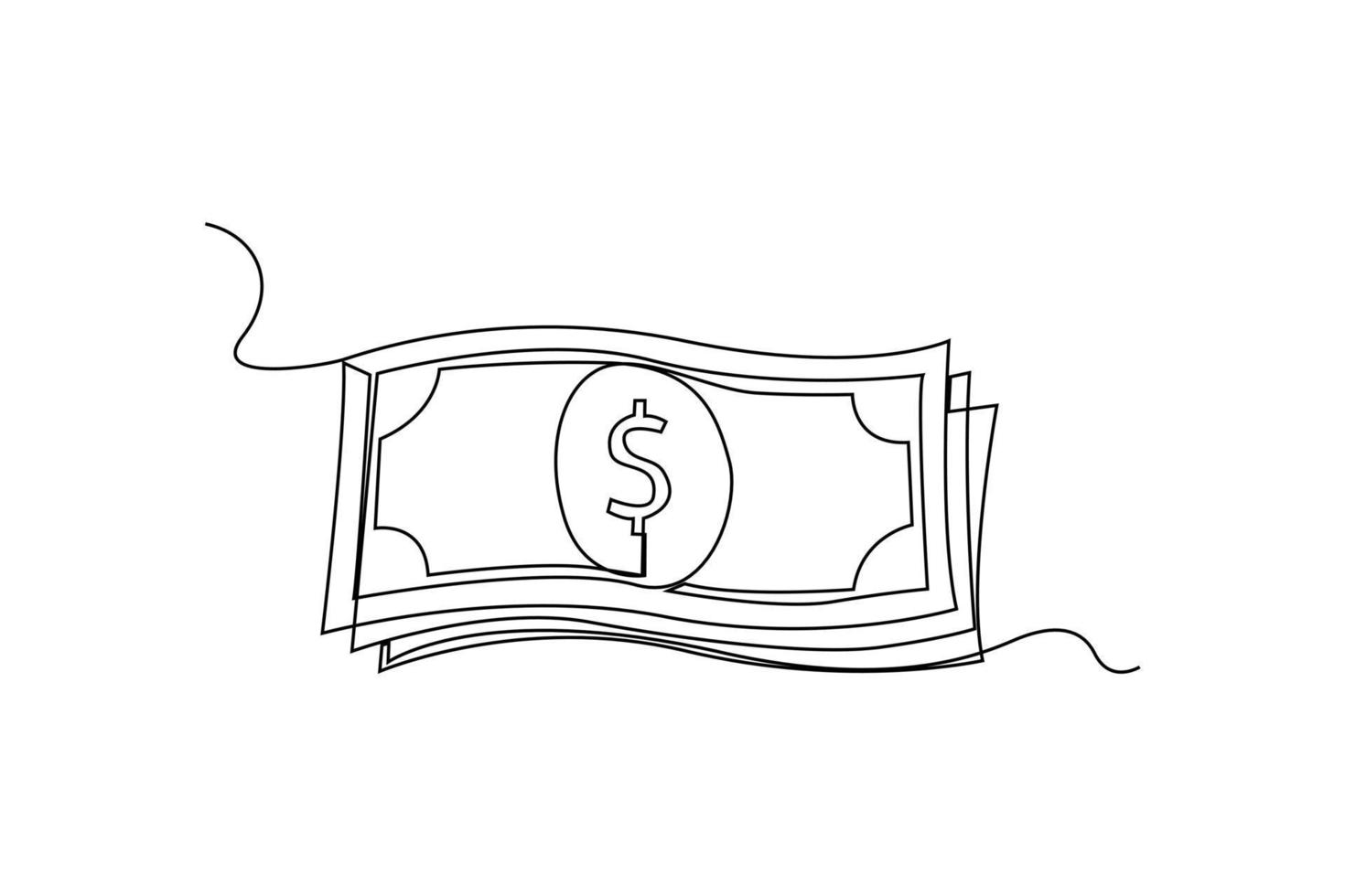 kontinuerlig en linje teckning tre dollar papper. Land valuta begrepp. enda linje teckning design grafisk vektor illustration