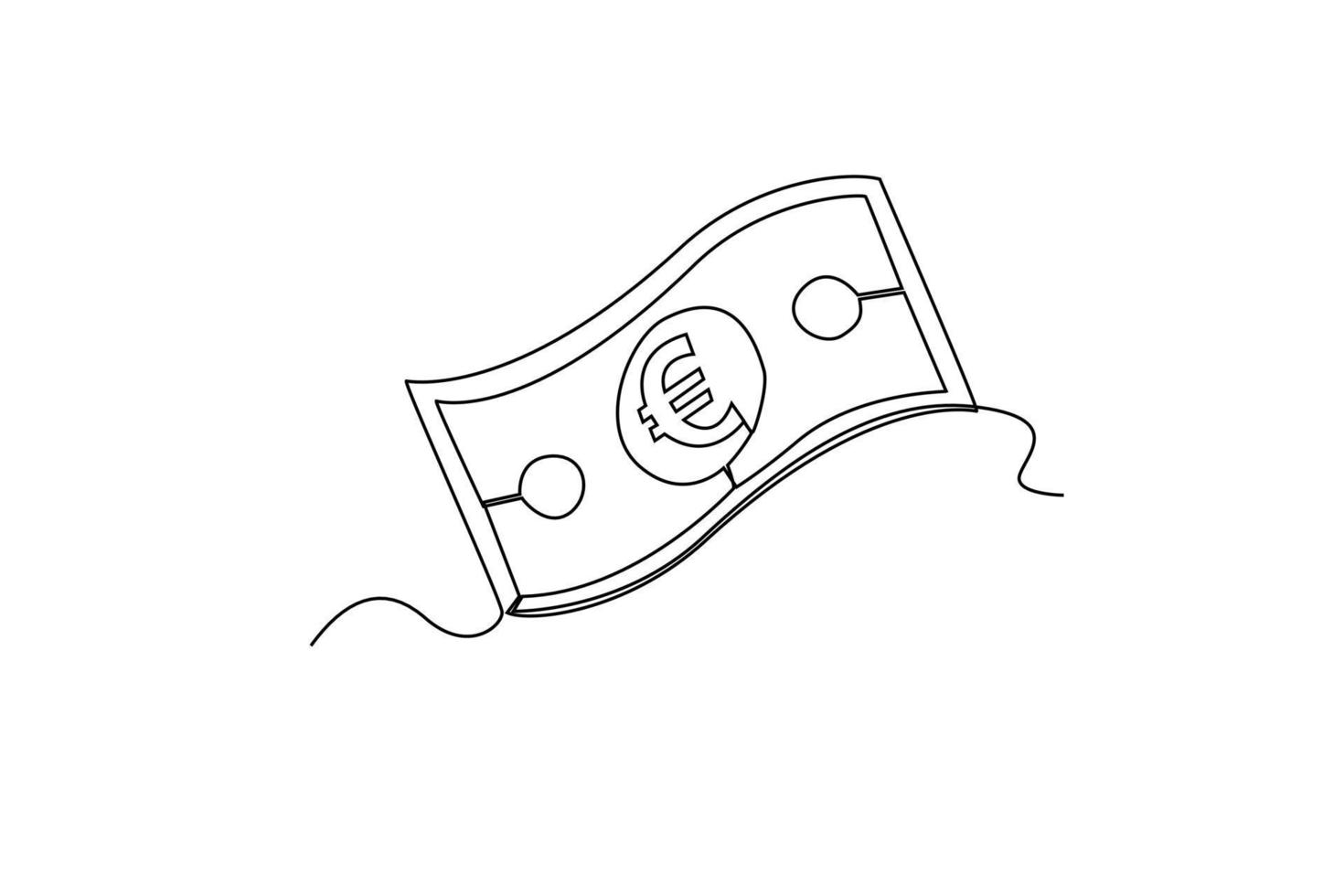 kontinuierlich eine Linie Zeichnung Euro Währung Papier. Land Währung Konzept. Single Linie Zeichnung Design Grafik Vektor Illustration