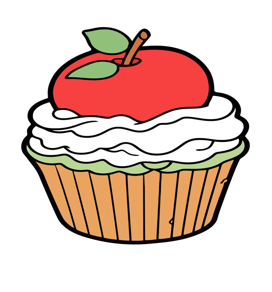 gesund Cupcake mit Apfel auf oben vektor