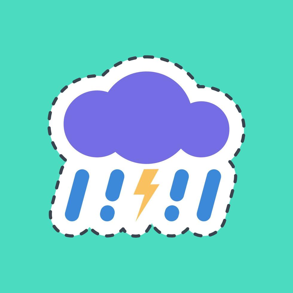 klistermärke linje skära åska storm. väder element symbol. Bra för grafik, webb, smartphone app, affischer, infografik, logotyp, tecken, etc. vektor