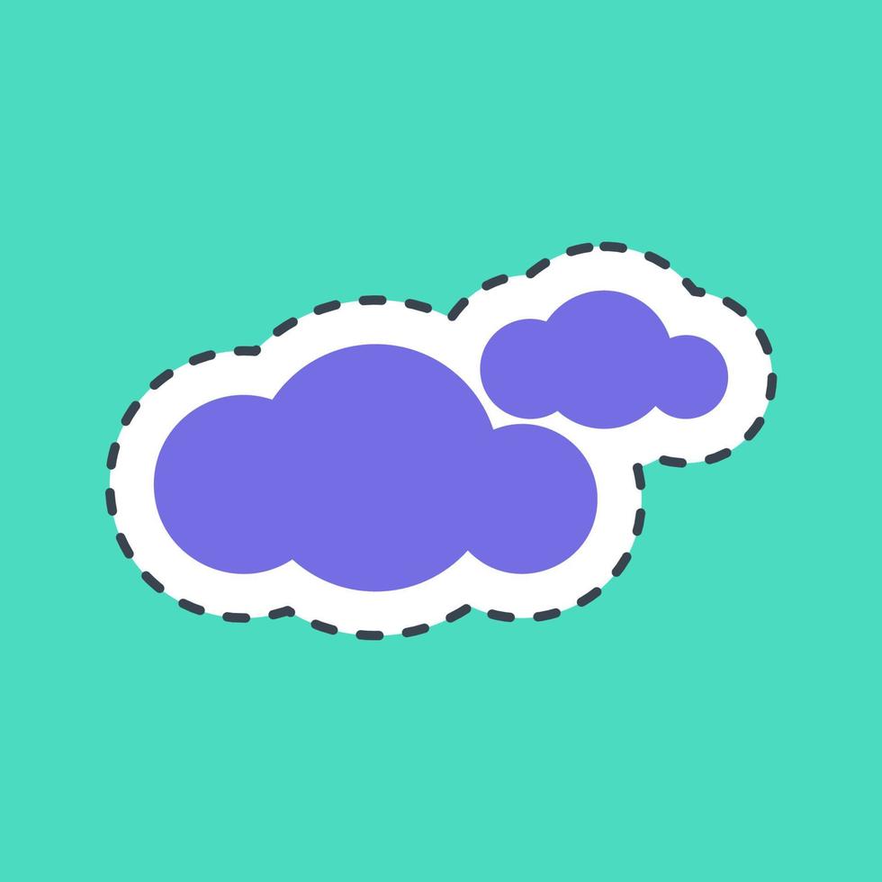 klistermärke linje skära molnig. väder element symbol. Bra för grafik, webb, smartphone app, affischer, infografik, logotyp, tecken, etc. vektor