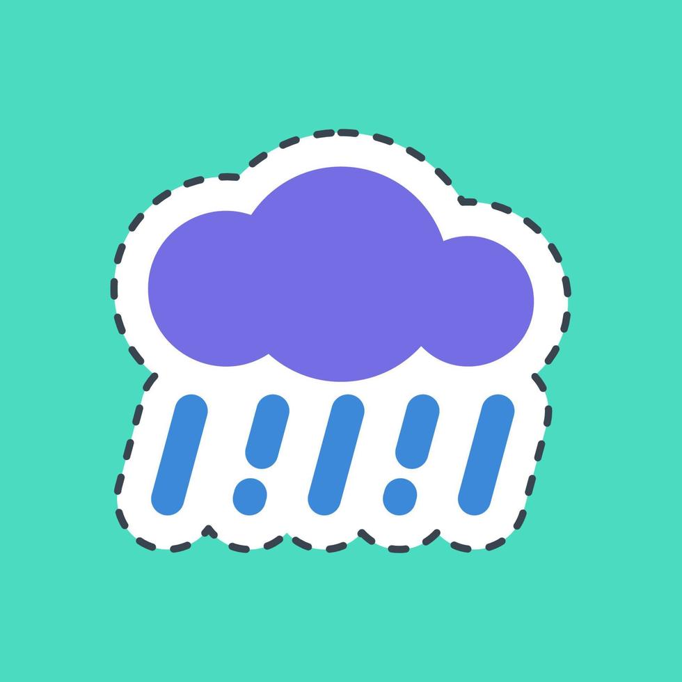 Aufkleber Linie Schnitt Regen. Wetter Elemente Symbol. gut zum Drucke, Netz, Smartphone Anwendung, Poster, Infografiken, Logo, Zeichen, usw. vektor