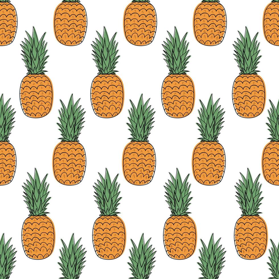 sommar mönster med ananas. hand dragen ananas i klotter stil. vektor bild