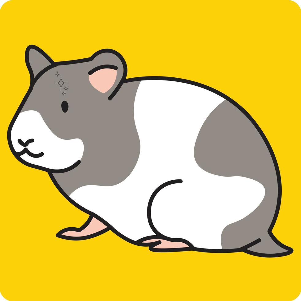 vektor tecknad serie rolig hamster isolerat på gul bakgrund