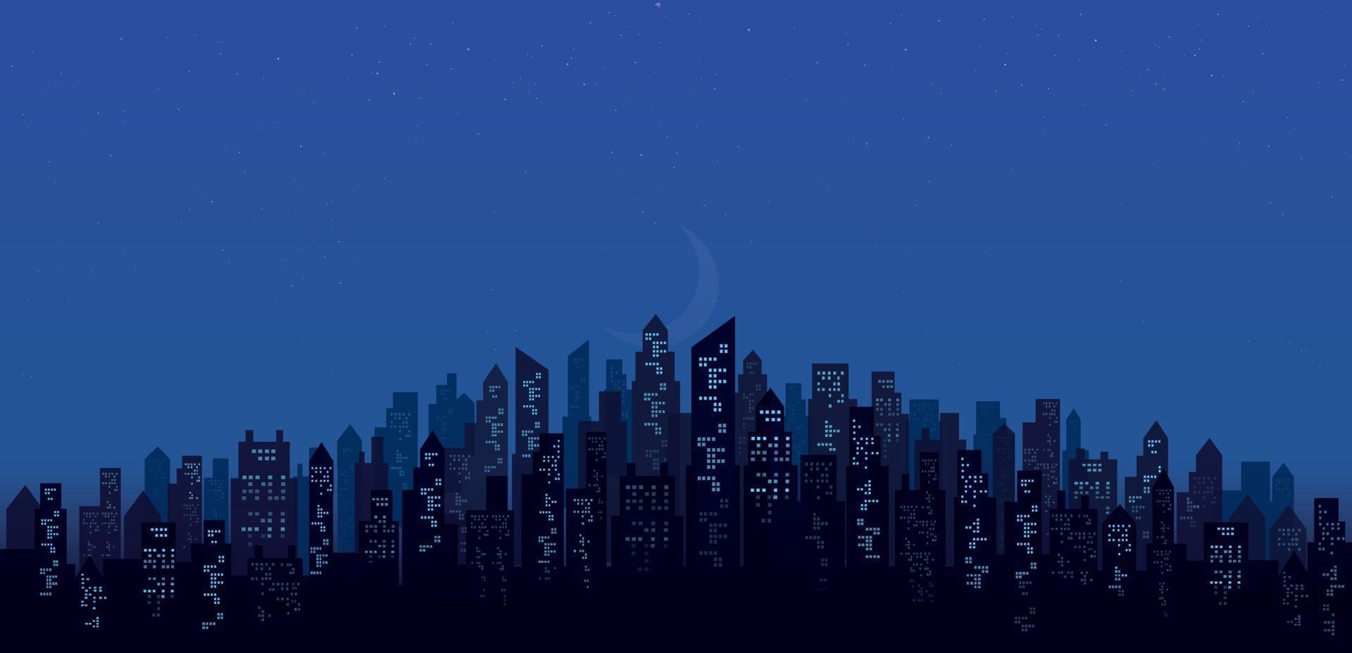 modern natt stadshorisont landskap bakgrundsvektor illustration eps10 vektor