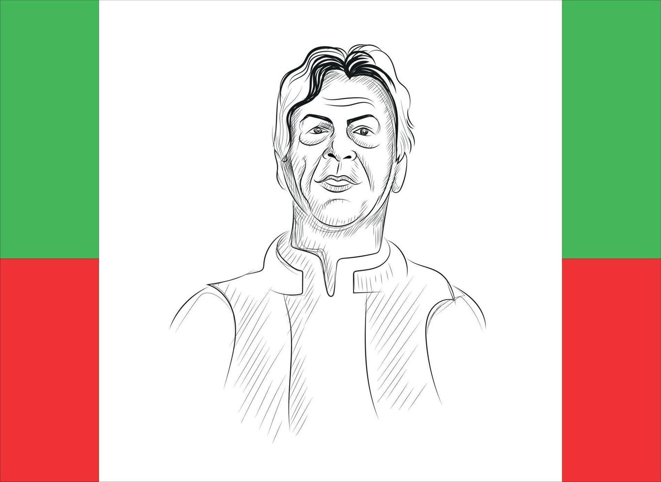 imran khan hand dragen skiss vektor illustration