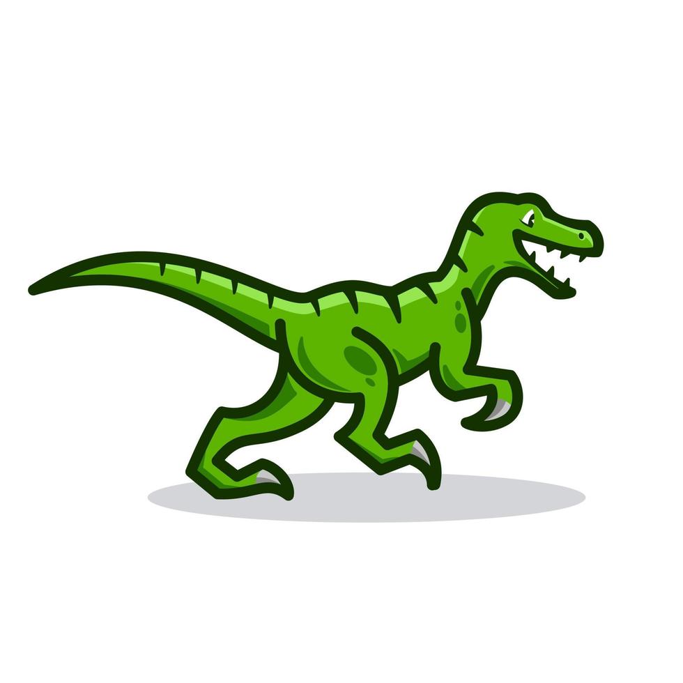 raptor logotyp ikon, leende tyrannosaurus, vektor illustration av söt tecknad serie dino karaktär för barn och skrot bok