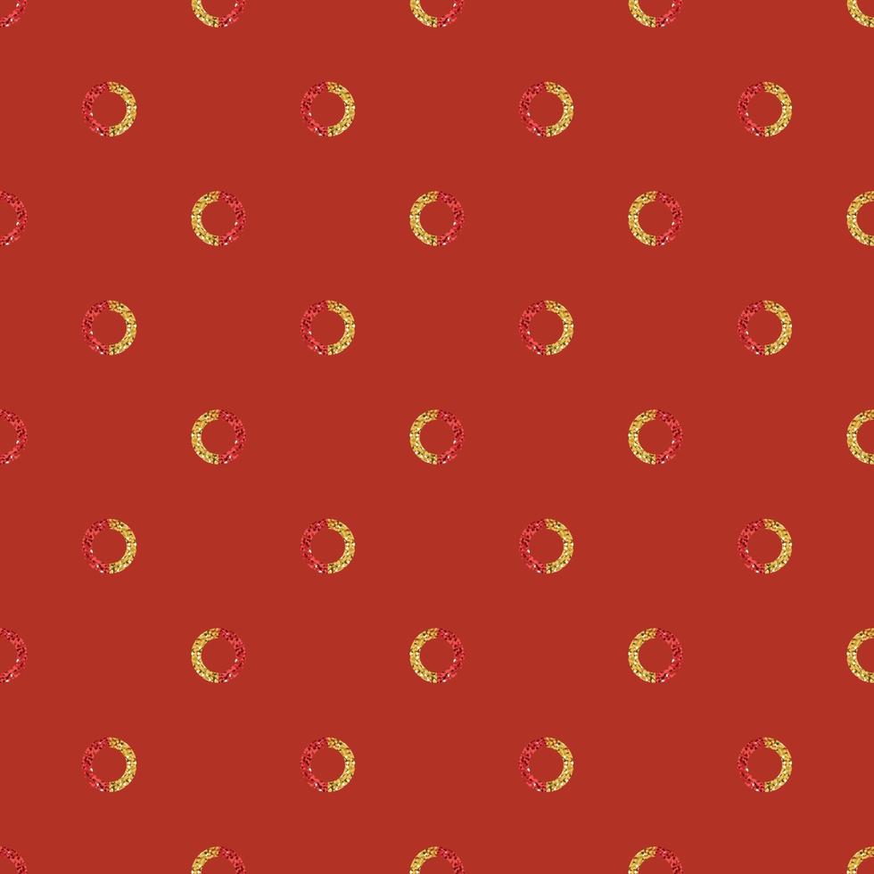 nahtloser chinesischer Neujahrsmusterhintergrund mit rotem und goldenem Glitzerkreis vektor