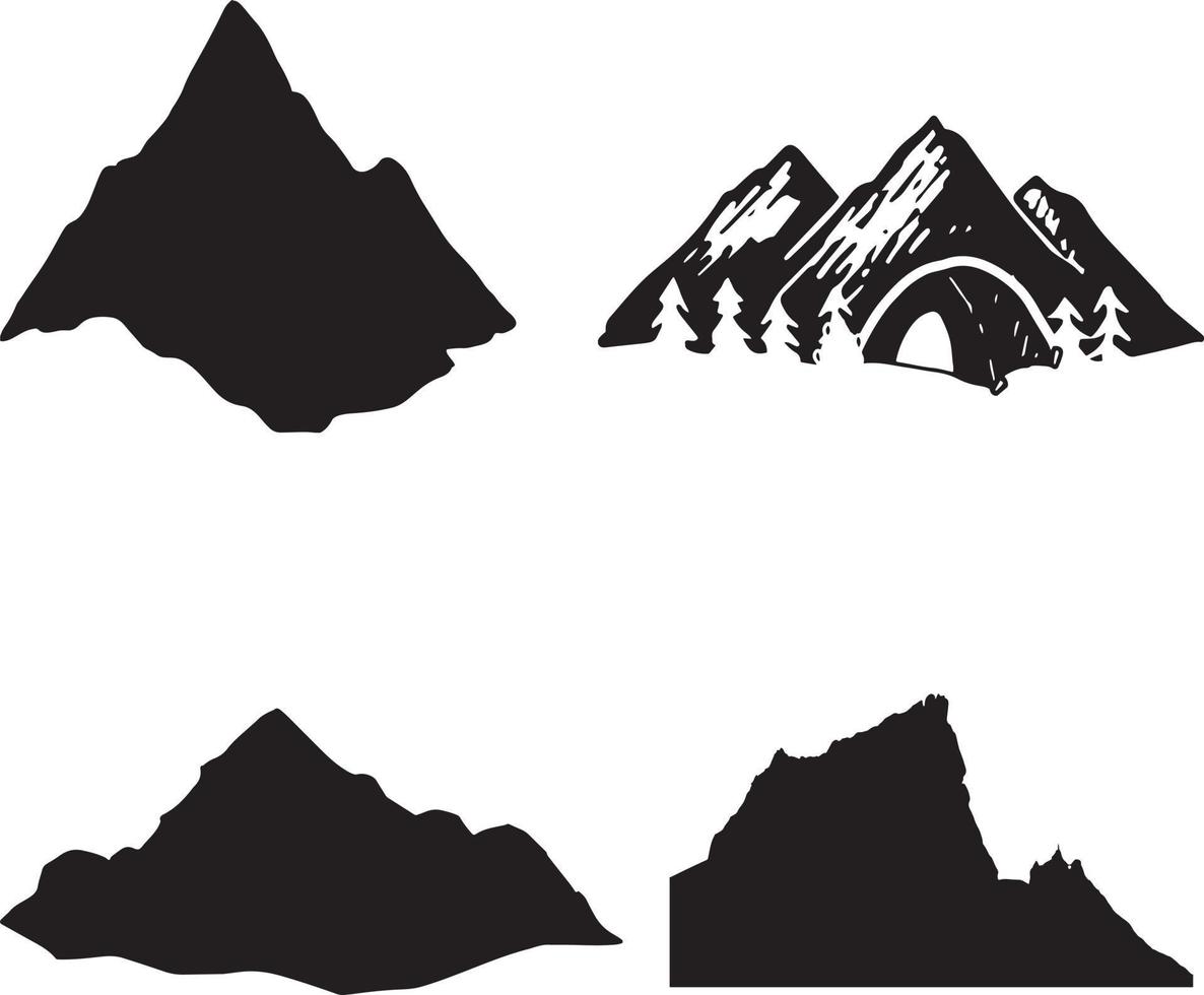 Berge Silhouetten Vektor einstellen von draussen Design Elemente auf das Weiß Hintergrund.