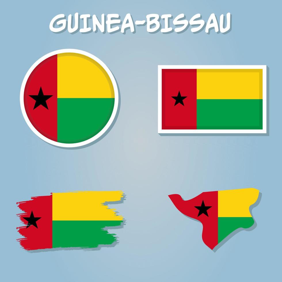 guinea-bissau Karta flagga, Karta av de republik av guinea-bissau med de bissau-guineisk Land baner, vektor illustration.