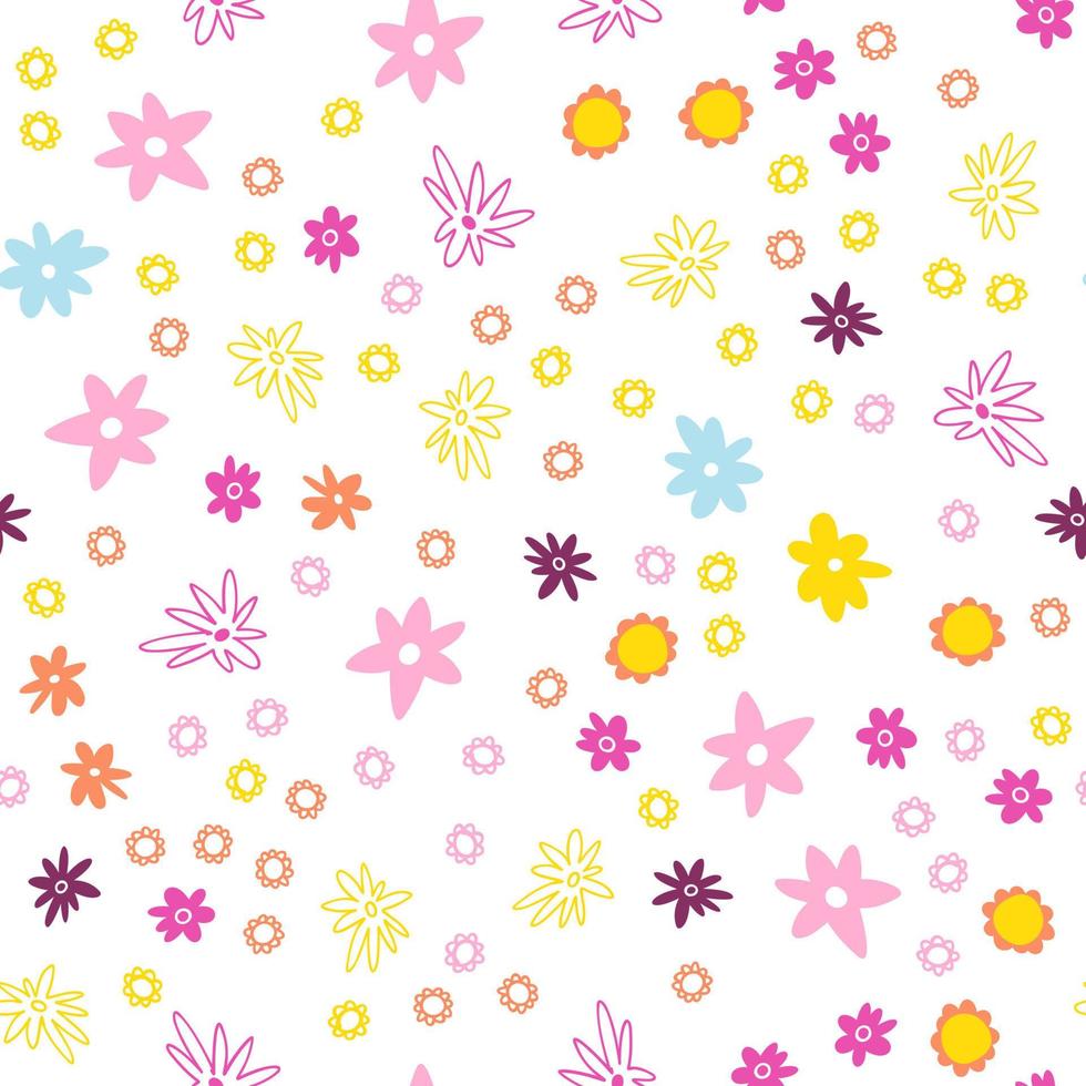 färgrik blommig mönster i trendig minimalistisk stil. hand dragen abstrakt växt sömlös mönster för omslag papper, omslag, textil, tapet, baner, kort vektor
