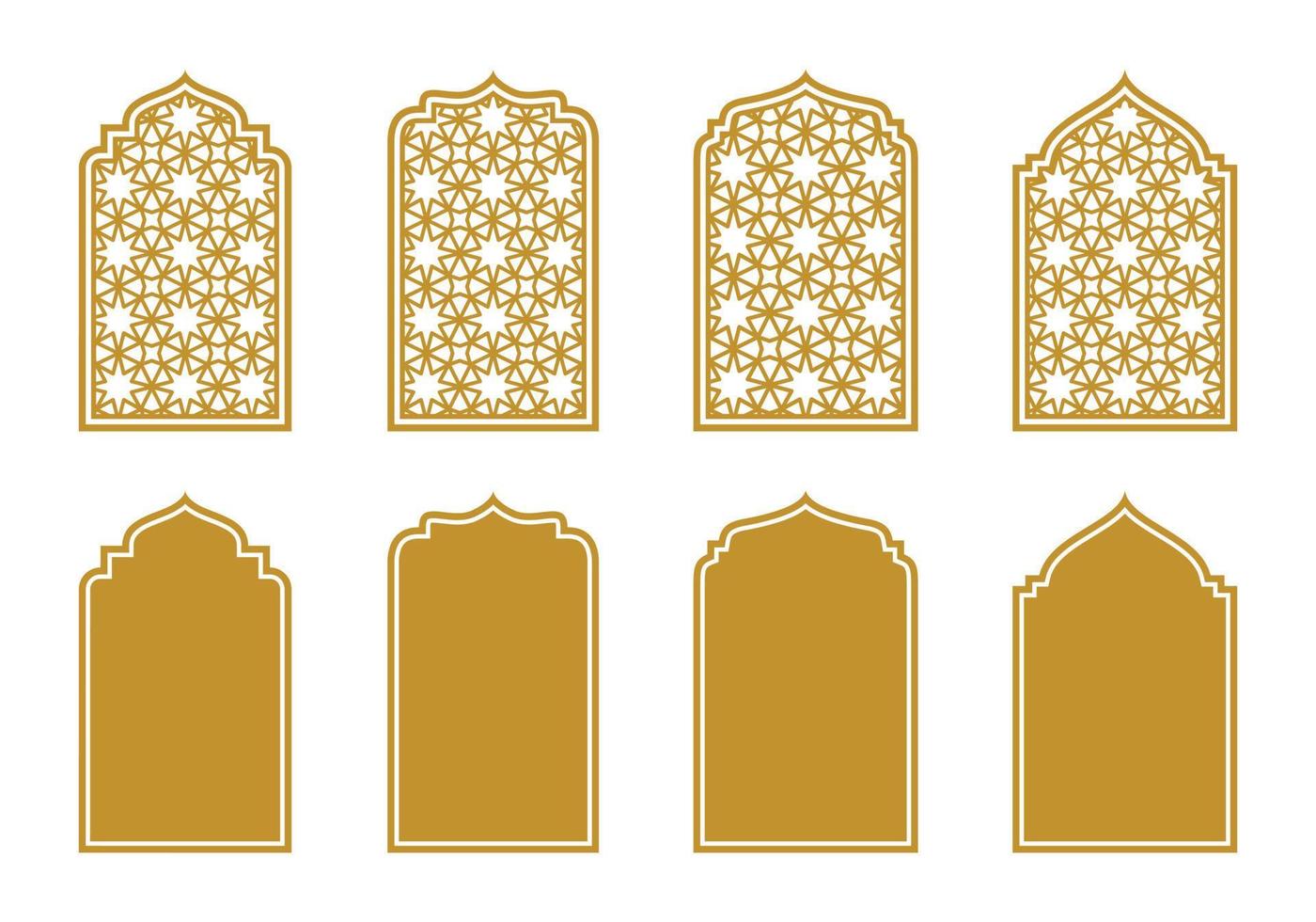 uppsättning av guld islamic eller arab fönster båge samling. vektor illustration