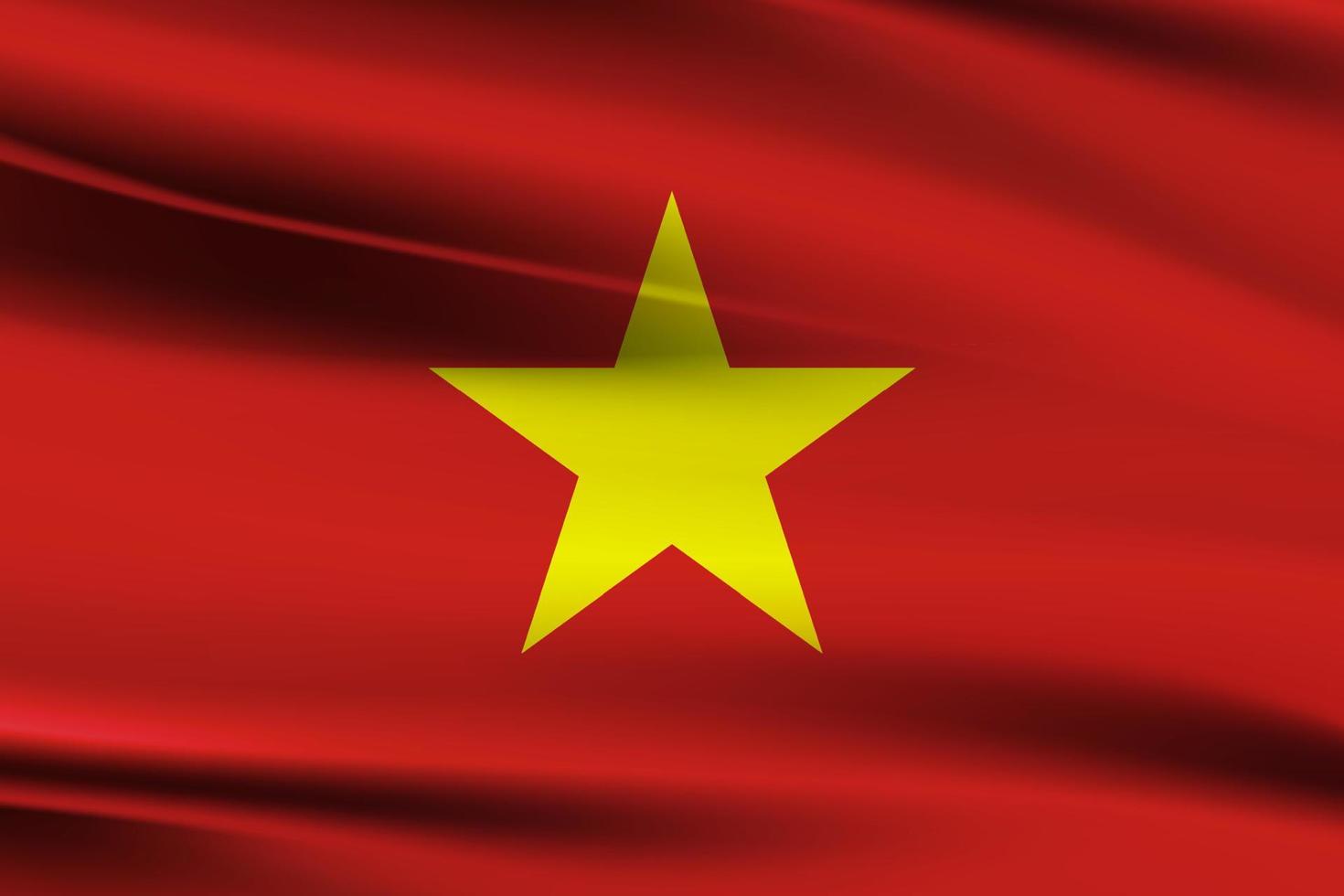 vietnam flagga med tyg textur, illustration vinka flagga av vietnam, vietnam nationell flagga, vietnam 3d vinka flagga vektor