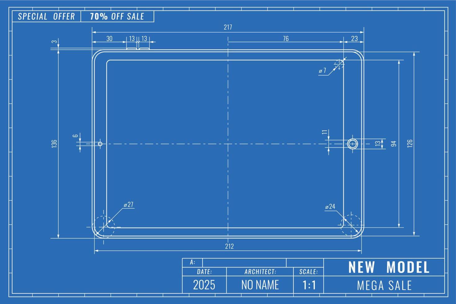 Tablette wie technisch Entwurf Zeichnung. Gerät Verkauf technisch Gliederung Konzept. mechanisch Ingenieurwesen Zeichnungen vektor