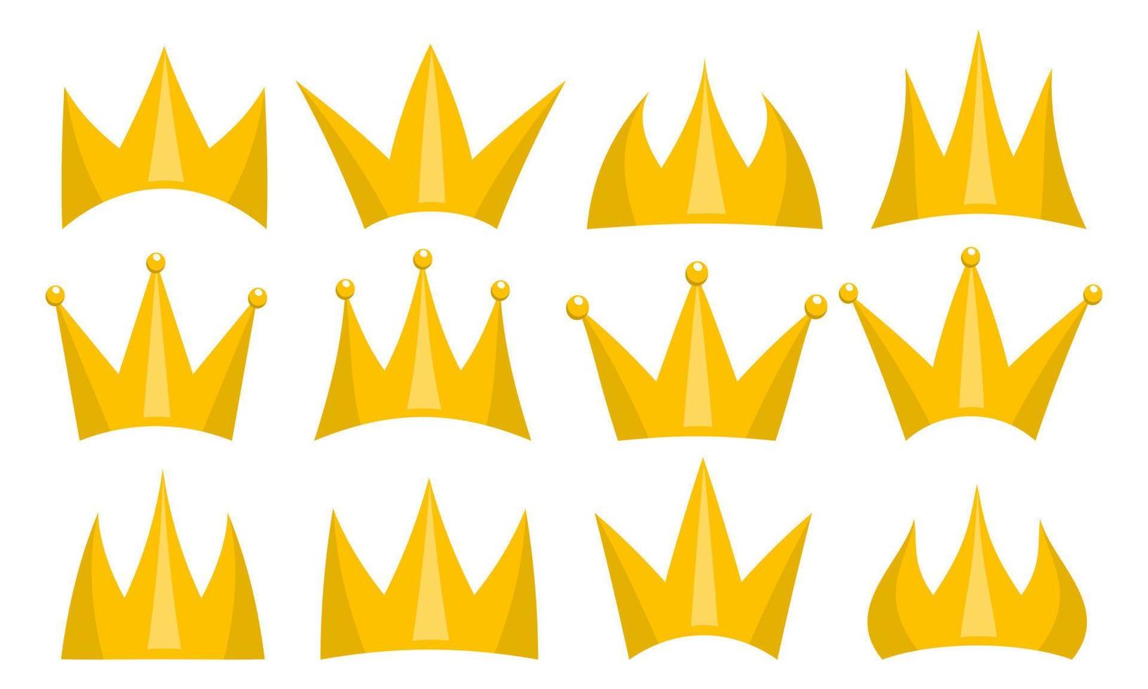 gyllene krona ikoner uppsättning. vektor