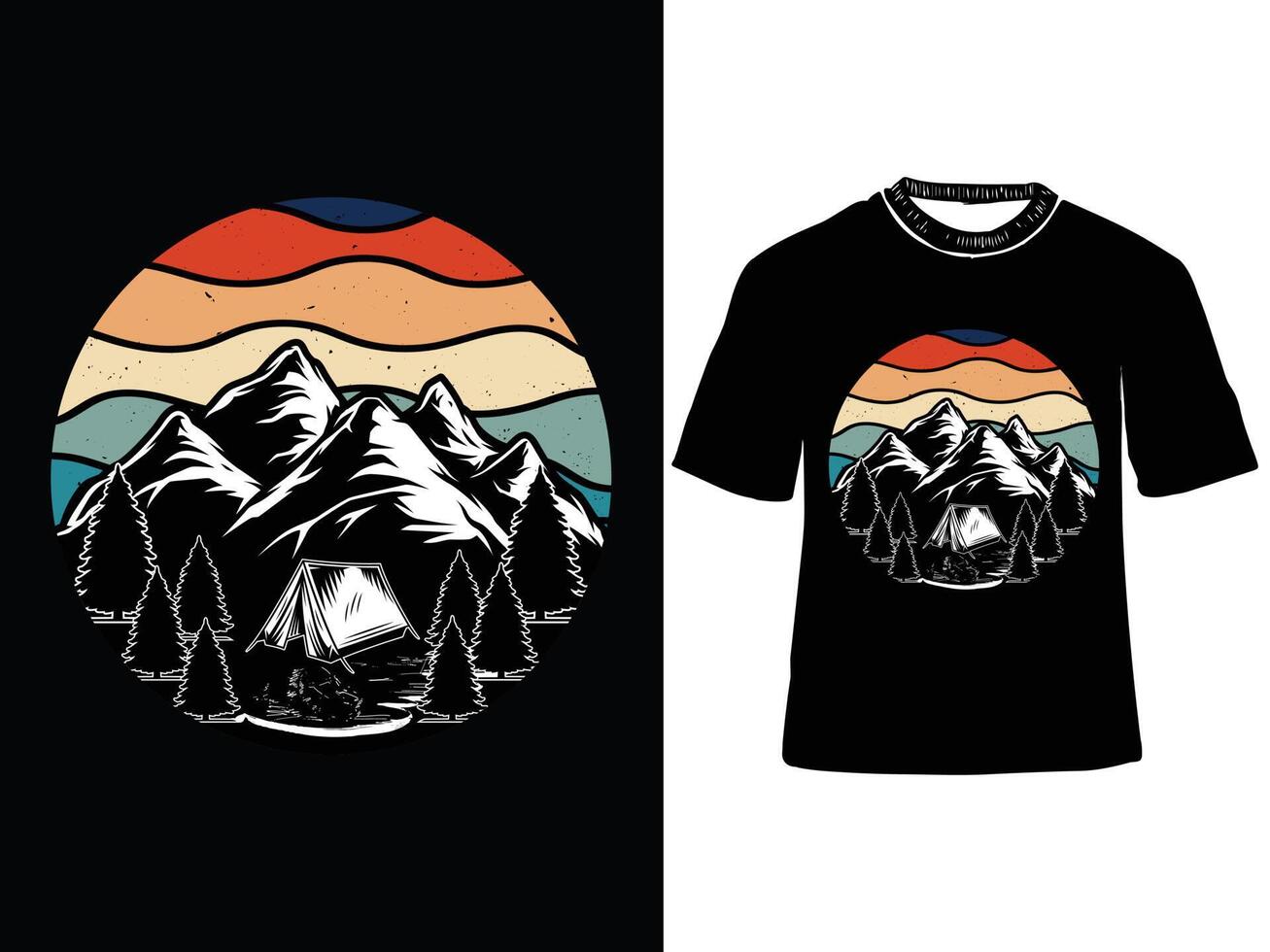 retro årgång camping t-shirt design, Lycklig husbil, camping t-shirt design, berg camping kreativ t skjorta vektor