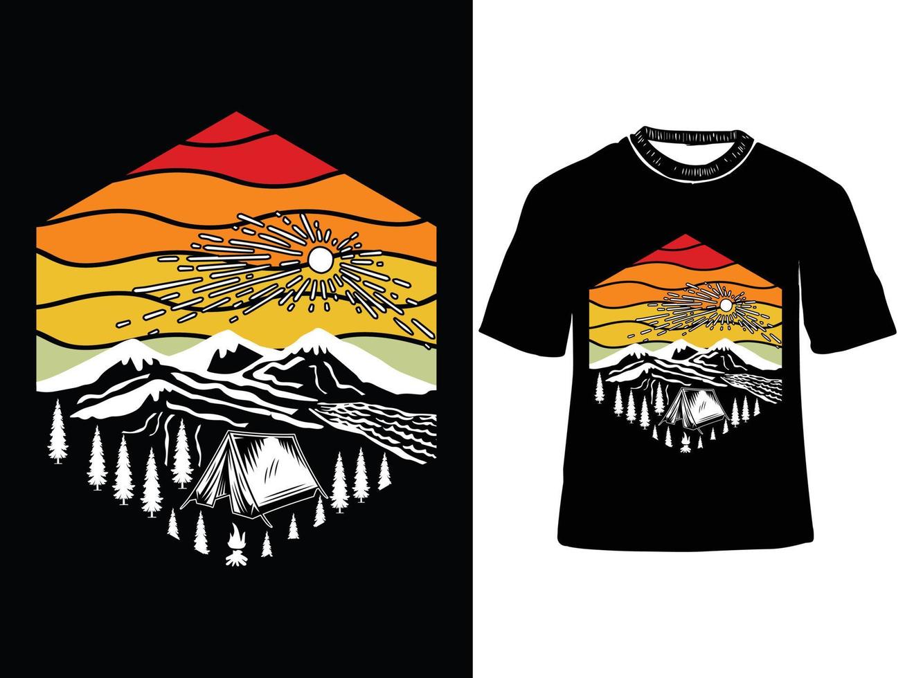 glücklich Wohnmobil, Camping T-Shirt Design, Berg Camping kreativ t Hemd Vektor