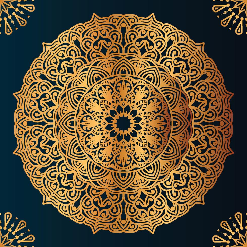 Luxus Zier Mandala Design Hintergrund in Goldfarbe vektor