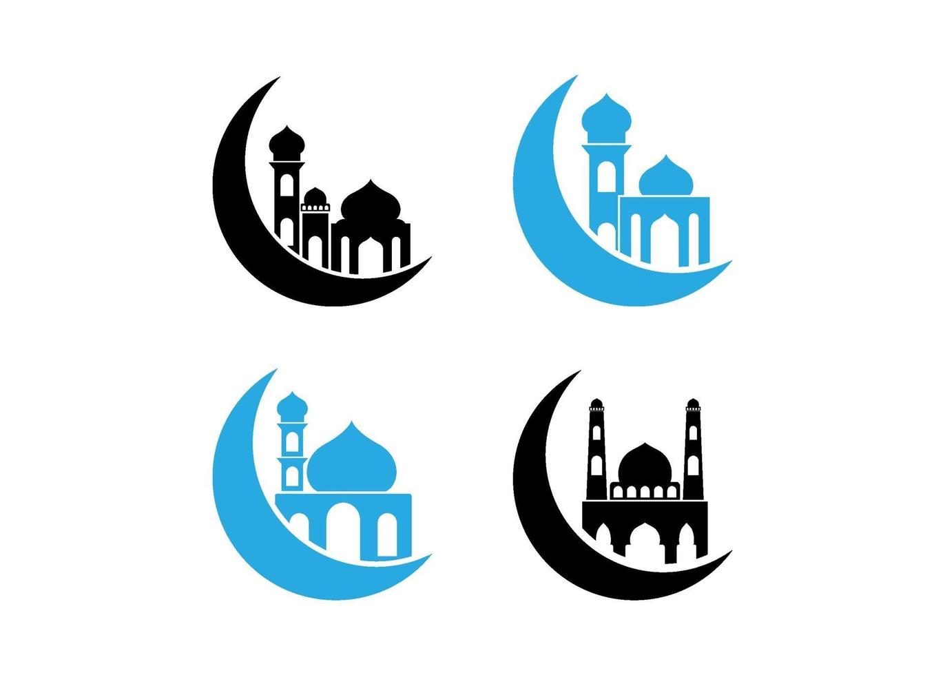 Halbmond Moschee Ikone Design-Vorlage vektor