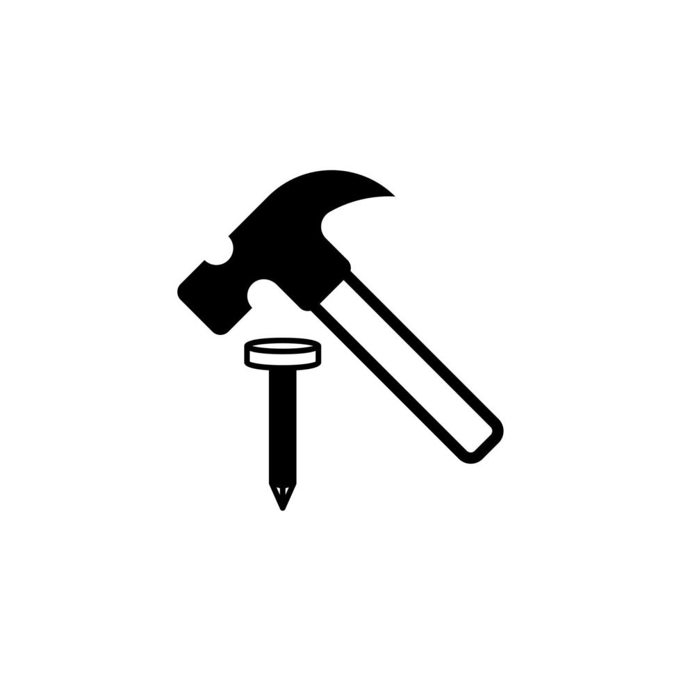 Hammer und Nagel Symbol Vektor Illustration