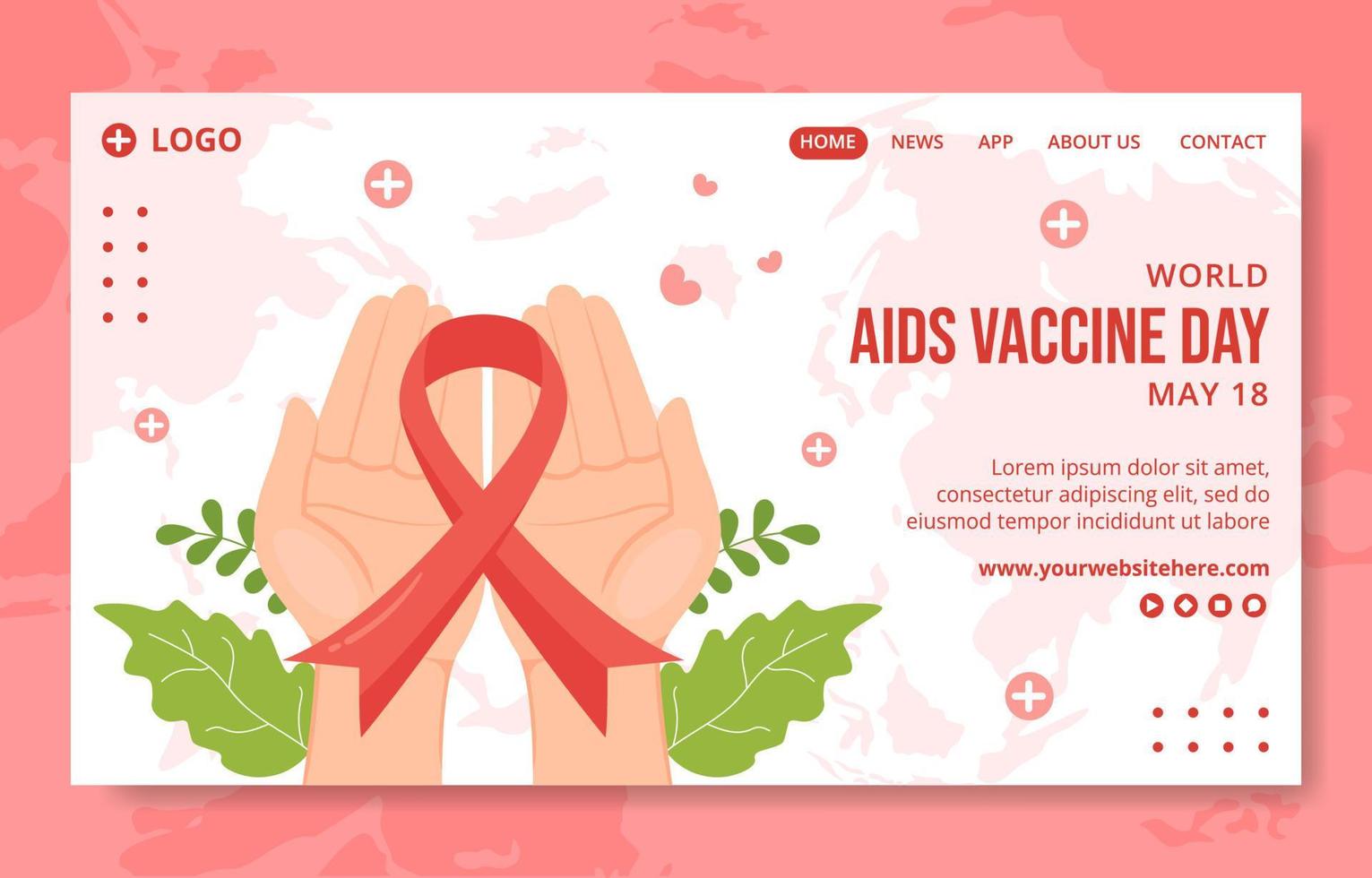 värld AIDS vaccin dag social media landning sida platt tecknad serie hand dragen mall illustration vektor