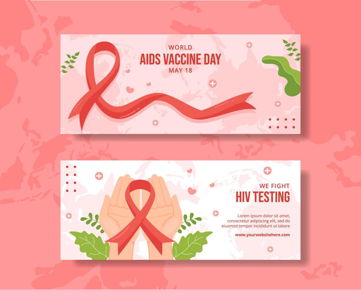 Welt AIDS Impfstoff Tag horizontal Banner Karikatur Hand gezeichnet Vorlagen Hintergrund Illustration vektor