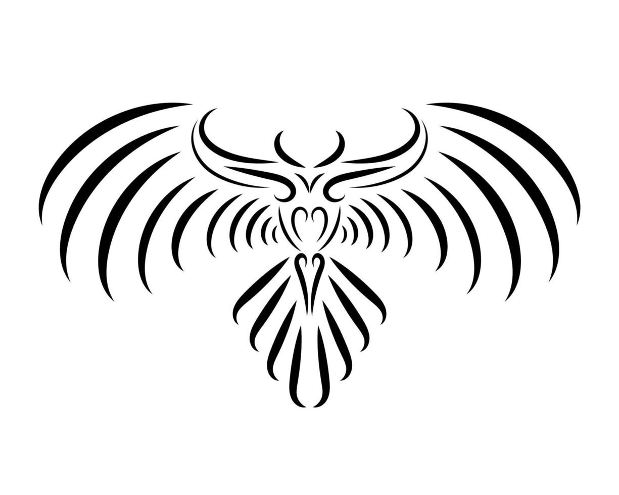 Schwarzweiss-Linienkunst des Adlers mit schönen Flügeln. vektor