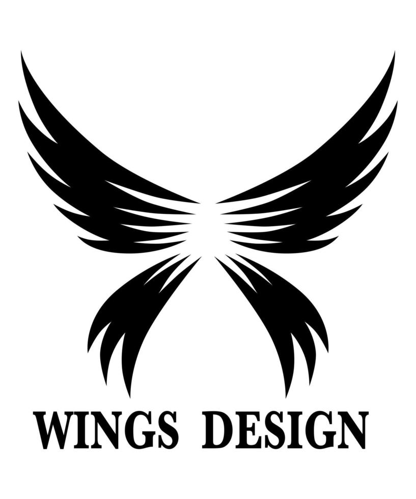 schwarze Tierflügellogo-Designvektorillustration, die für Branding oder Symbol geeignet ist. vektor