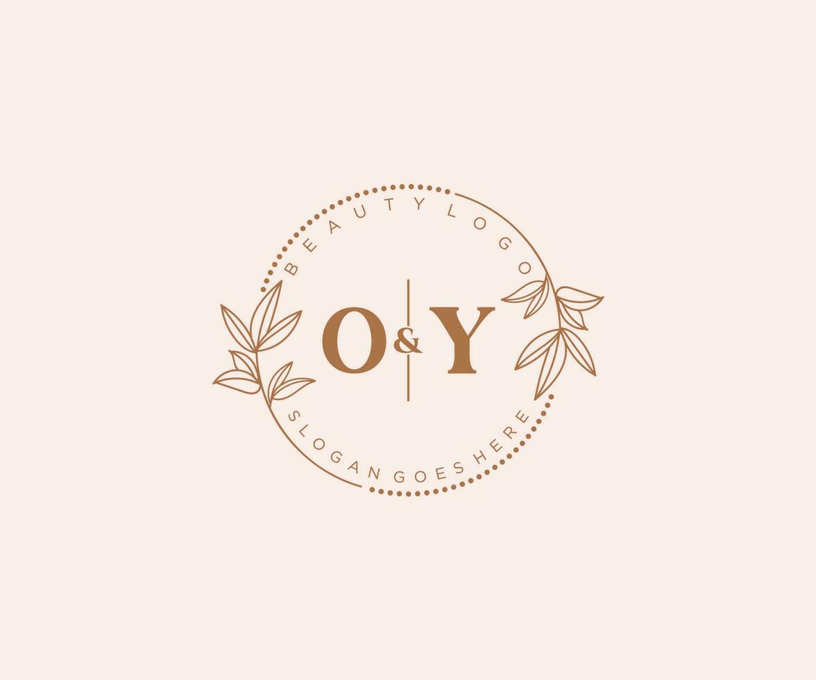 första oy brev skön blommig feminin redigerbar förhandsgjord monoline logotyp lämplig för spa salong hud hår skönhet boutique och kosmetisk företag. vektor
