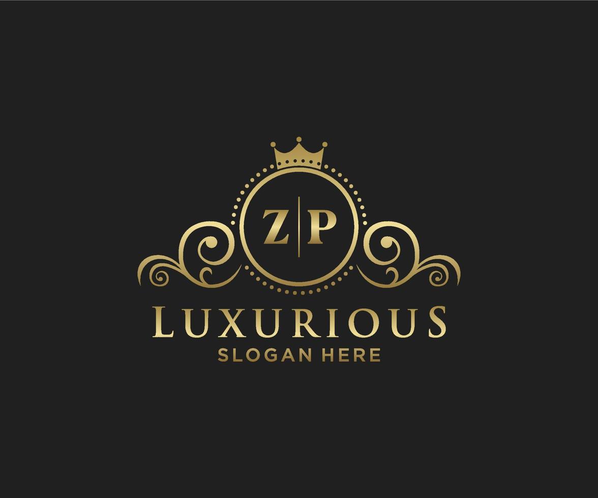 första Z P brev kunglig lyx logotyp mall i vektor konst för restaurang, kungligheter, boutique, Kafé, hotell, heraldisk, Smycken, mode och Övrig vektor illustration.
