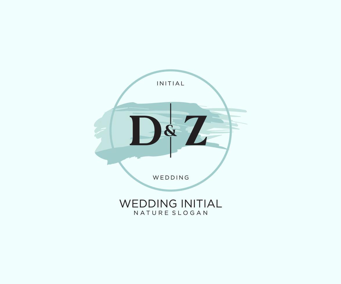 första dz brev skönhet vektor första logotyp, handstil logotyp av första signatur, bröllop, mode, smycken, boutique, blommig och botanisk med kreativ mall för några företag eller företag.