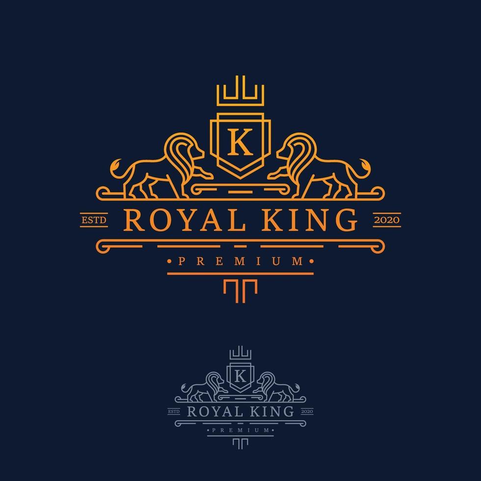 Luxus Royal King Lion Logo Design Inspiration vektor
