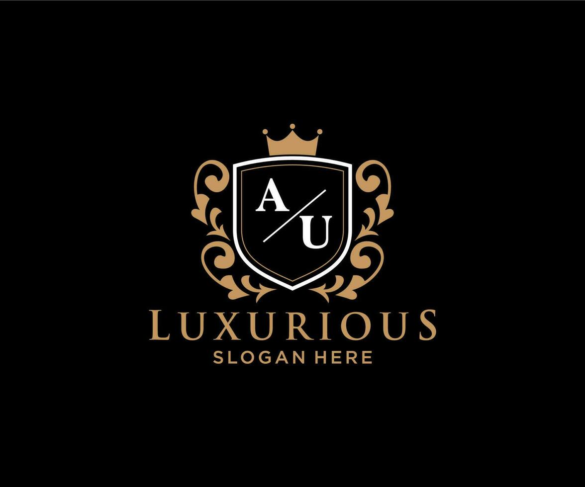 första au brev kunglig lyx logotyp mall i vektor konst för restaurang, kungligheter, boutique, Kafé, hotell, heraldisk, Smycken, mode och Övrig vektor illustration.