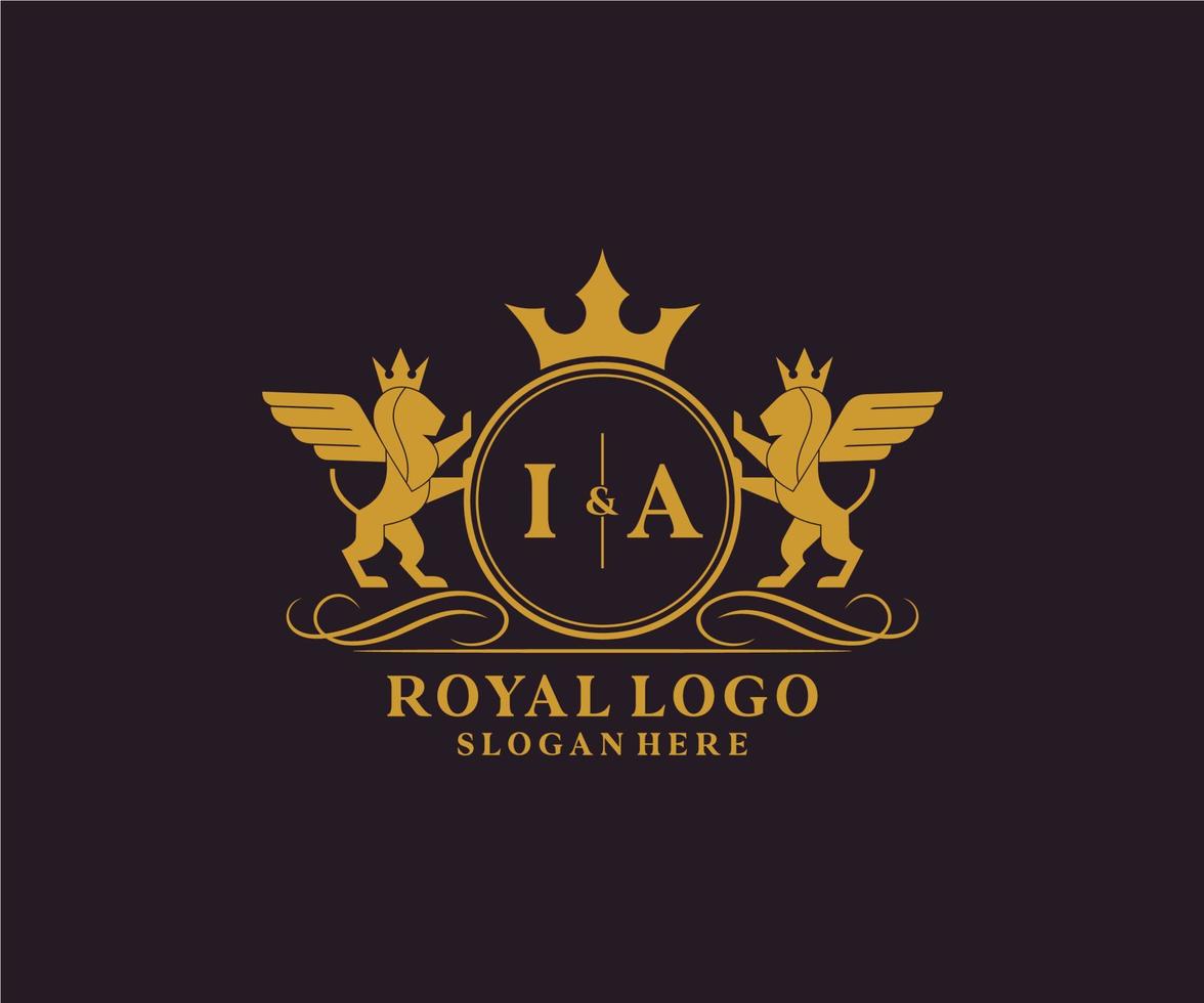 Initiale ia Brief Löwe königlich Luxus heraldisch, Wappen Logo Vorlage im Vektor Kunst zum Restaurant, Königtum, Boutique, Cafe, Hotel, heraldisch, Schmuck, Mode und andere Vektor Illustration.