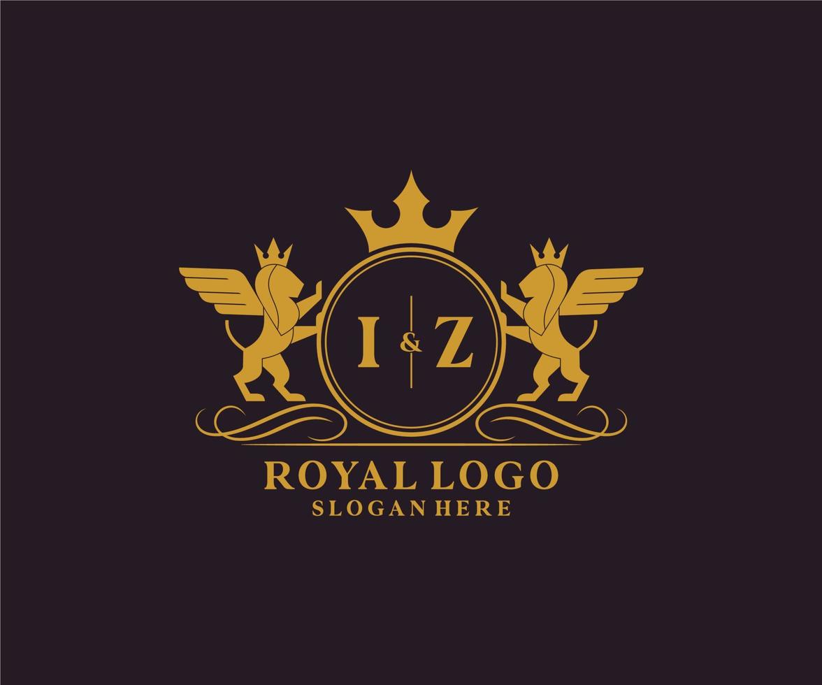 Initiale iz Brief Löwe königlich Luxus heraldisch, Wappen Logo Vorlage im Vektor Kunst zum Restaurant, Königtum, Boutique, Cafe, Hotel, heraldisch, Schmuck, Mode und andere Vektor Illustration.