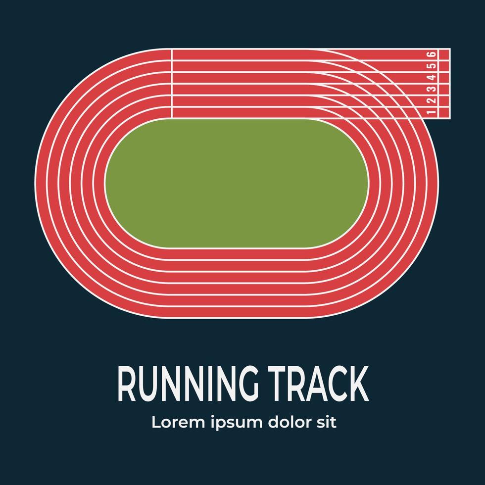 löpning Spår, topp se av sport stadion. vektor illustration.