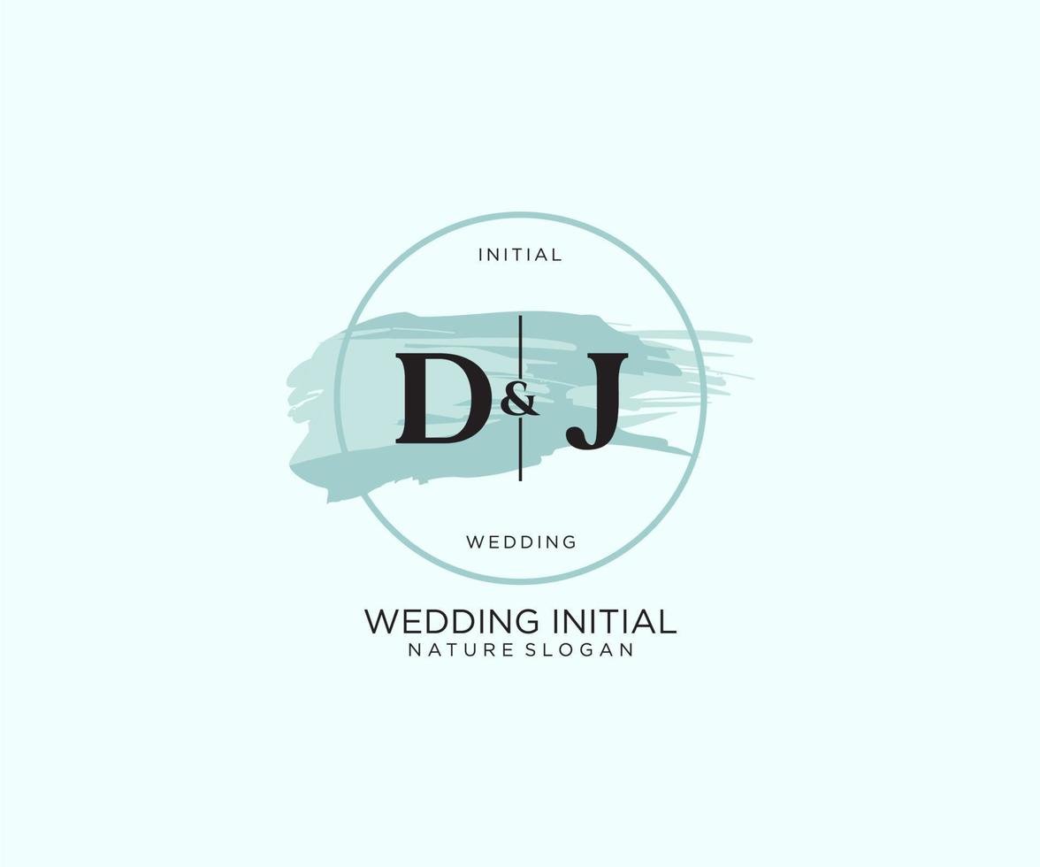 första dj brev skönhet vektor första logotyp, handstil logotyp av första signatur, bröllop, mode, smycken, boutique, blommig och botanisk med kreativ mall för några företag eller företag.