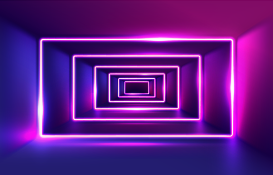 realistischer Neonlichttunnelhintergrund vektor