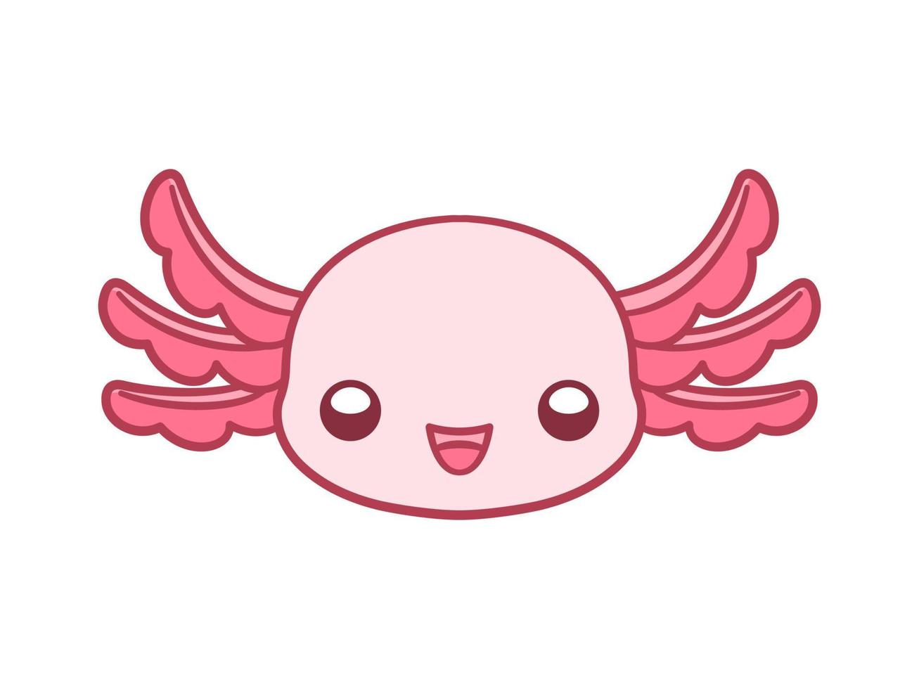 glücklich Axolotl Kopf Karikatur Vektor Illustration. süß unter Wasser Wasser- Tier Design zum Kinder, Clip Kunst, Muster, drucken, usw. einfach eben Stil mit Umriss.