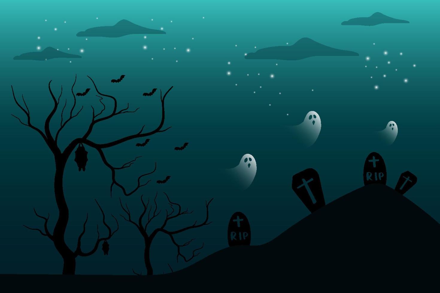 Halloween Hintergrund mit Friedhof Thema beim Nacht vektor