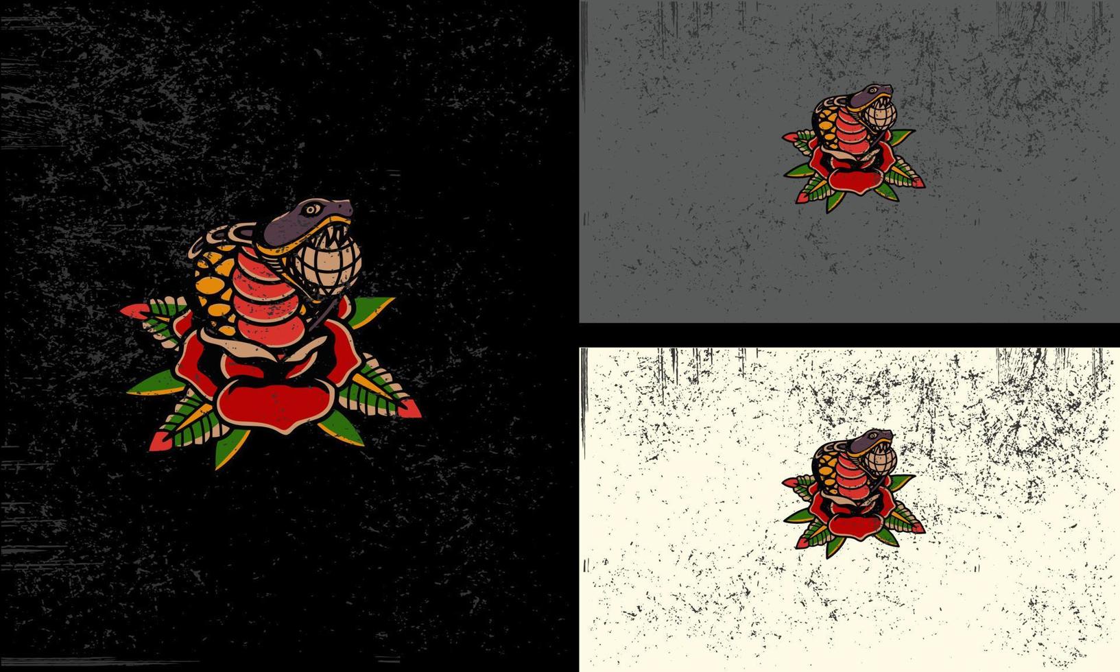 huvud orm och röd blommor vektor maskot design