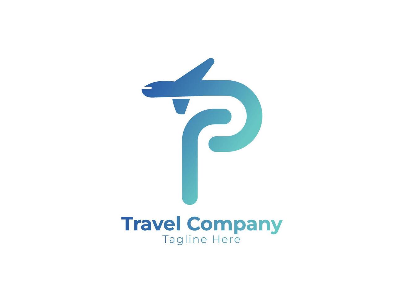 p Reise Logo mit Flugzeug Gradient Farbe Vorlage, p Transport Logo Vorlage , Vektor eps Datei