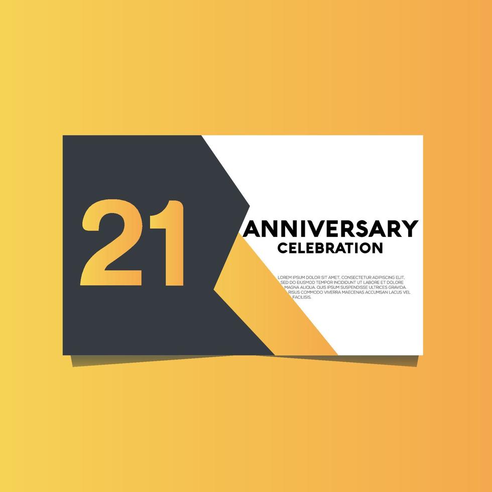 21 Jahre Jahrestag Feier Jahrestag Feier Vorlage Design mit Gelb Farbe Hintergrund vektor